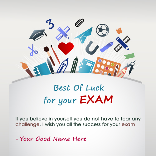 Write Name On Best Of Luck For Exam Greeting Card Image Wishes 