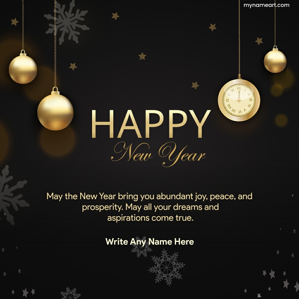 Elegant Black and Gold New Year Greeting Card