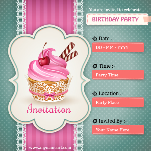 Birthday Invitation Card Images With Name Editor - Images Poster