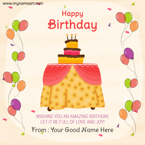 Write Custom Name Text In Birthday Party Card Pics