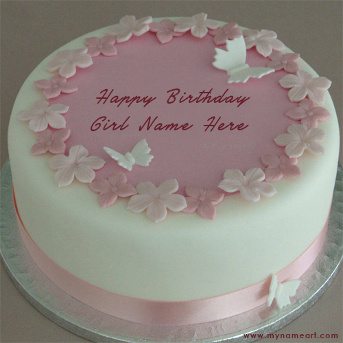 Write Girl Name On Butterfly Design Birthday Cake Pictures