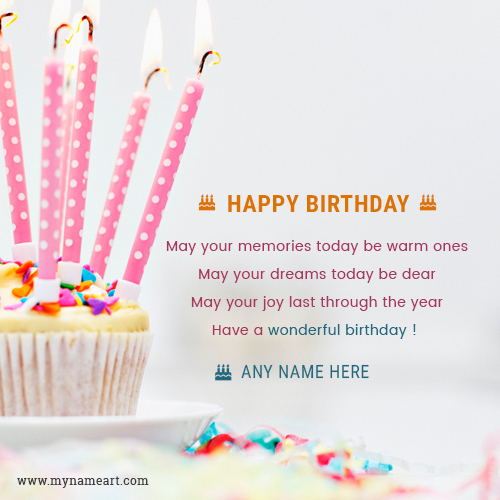 Write Name On Candle Cake Birthday Card