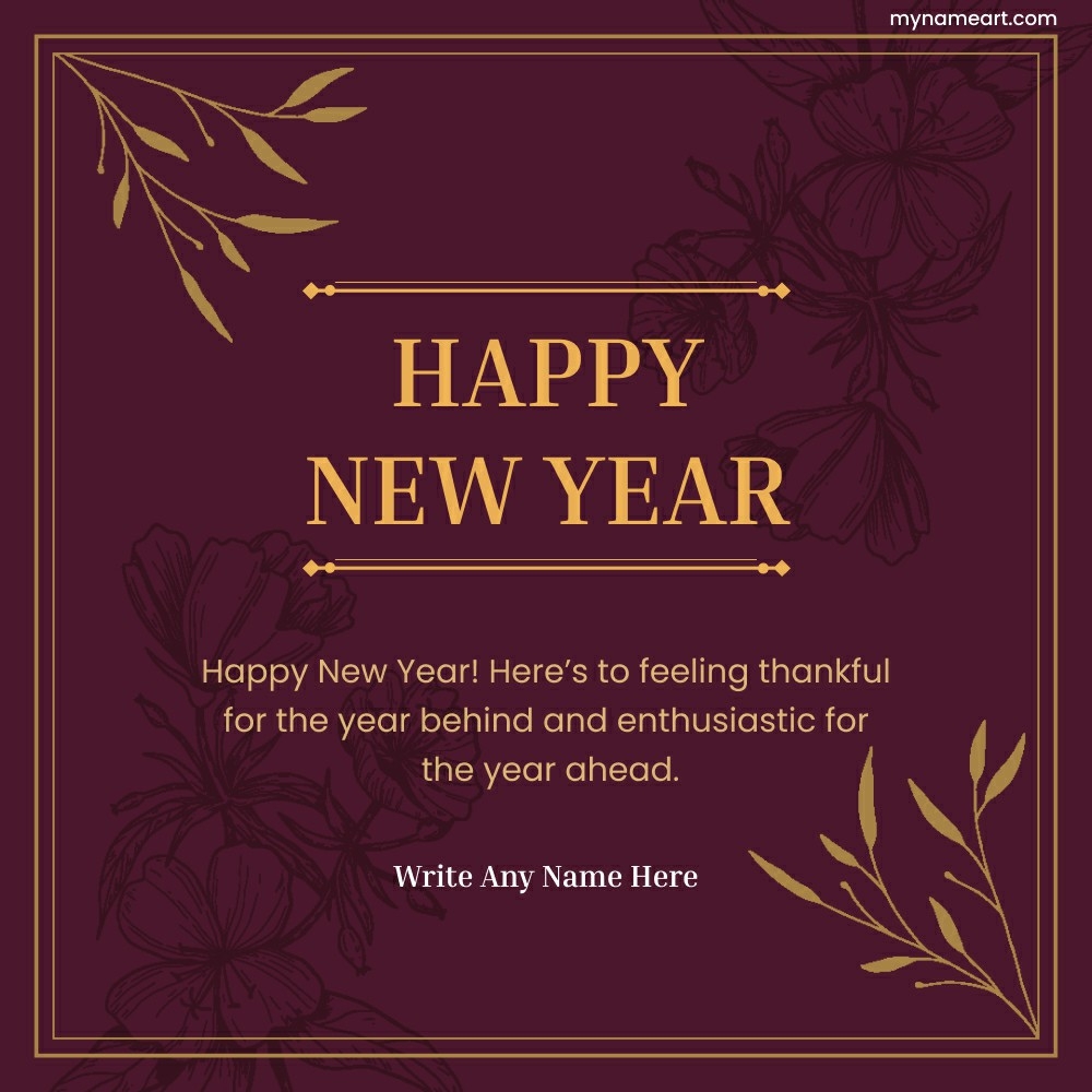  Elegant New Year Greeting Card with Floral Accents