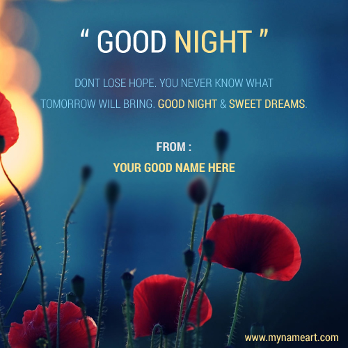 Dear Friend Good Night Name Pictures. | wishes greeting card