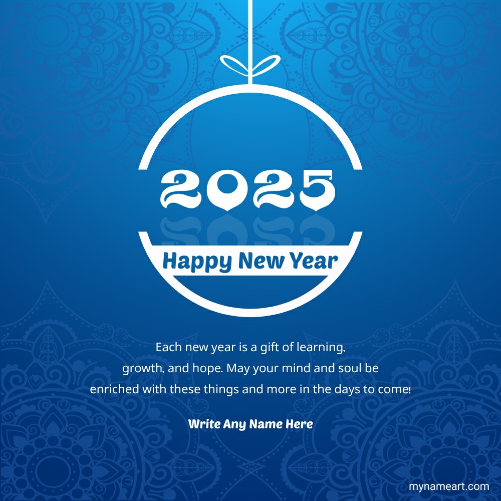 Stylish Blue Ornament New Year 2025 Card