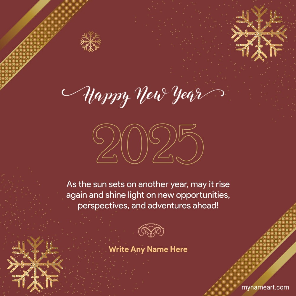  Elegant Red and Gold New Year 2025 Greeting Card