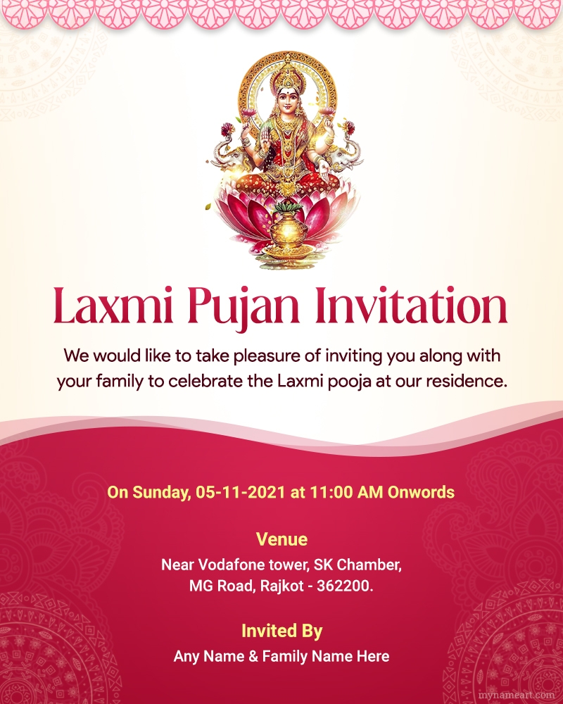 Laxmi Puja Invitation Cards
