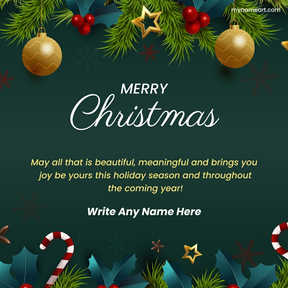 Beautiful Merry Christmas Greeting Card for the Holiday Season