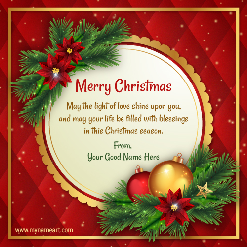 Merry Christmas Blessing Quotes With My Name Picture | wishes greeting card
