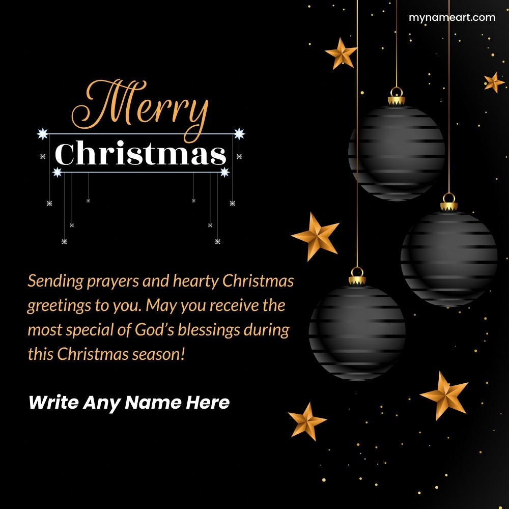 Elegant Merry Christmas Greeting Card with Blessings