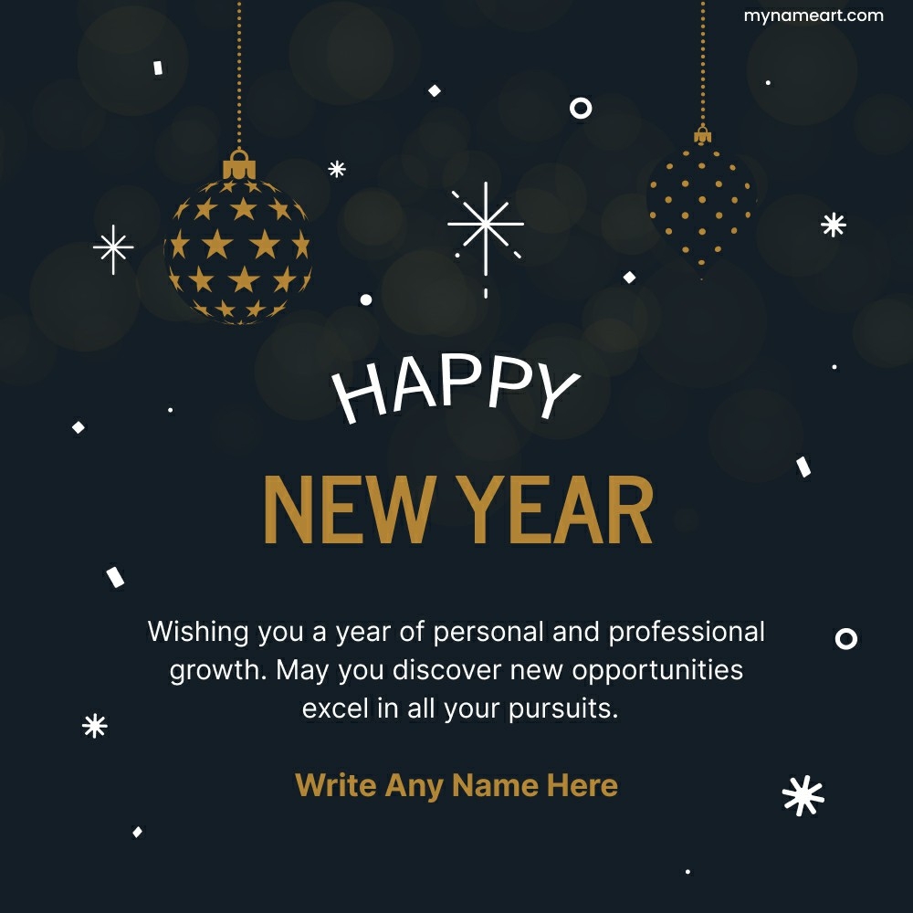 Elegant New Year Card With Golden Ornaments