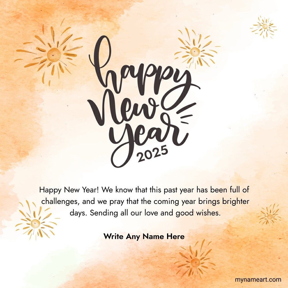 Elegant Happy New Year 2025 Greeting Card with Heartfelt Wishes