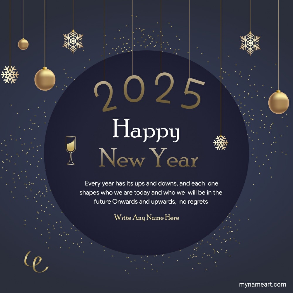 Elegant Golden Ornaments New Year 2025 Card