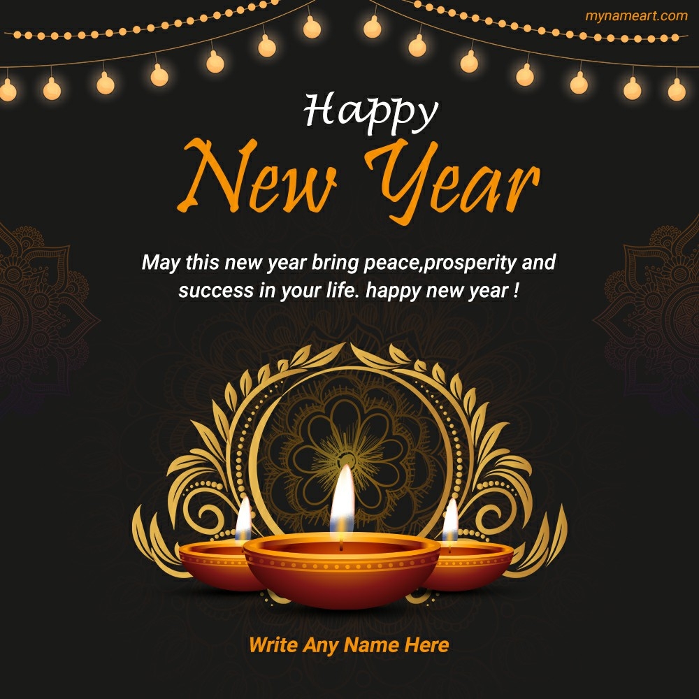 Festive New Year Greeting Card, New Year Health And Happiness