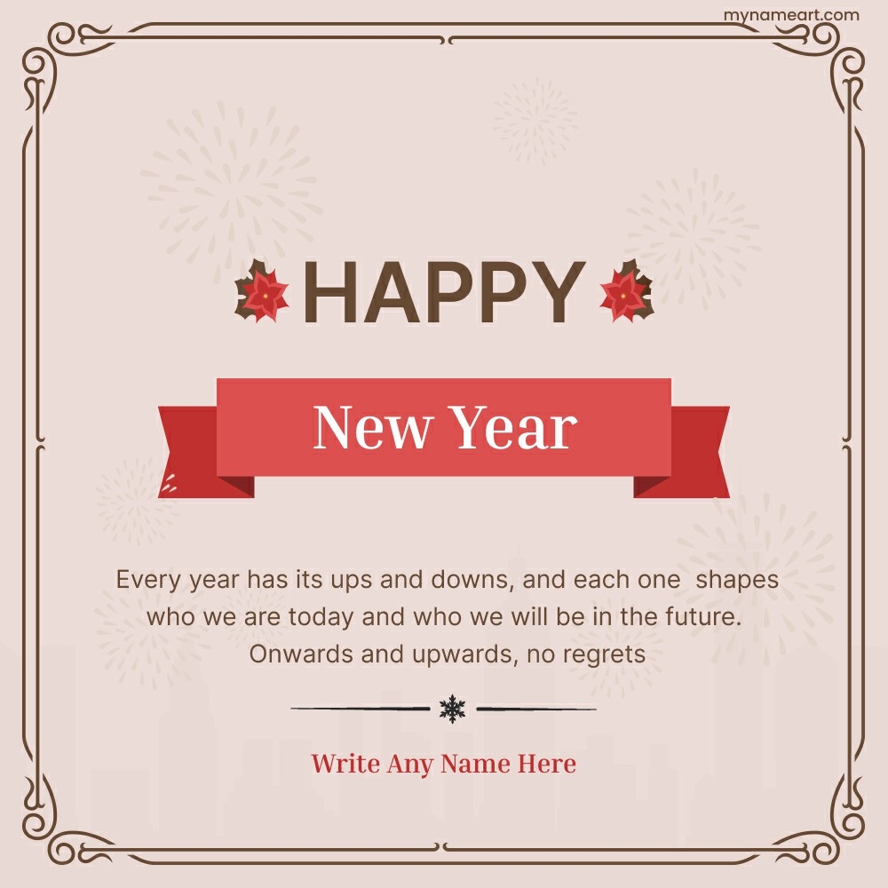 Classic Red and Beige New Year Greeting Card