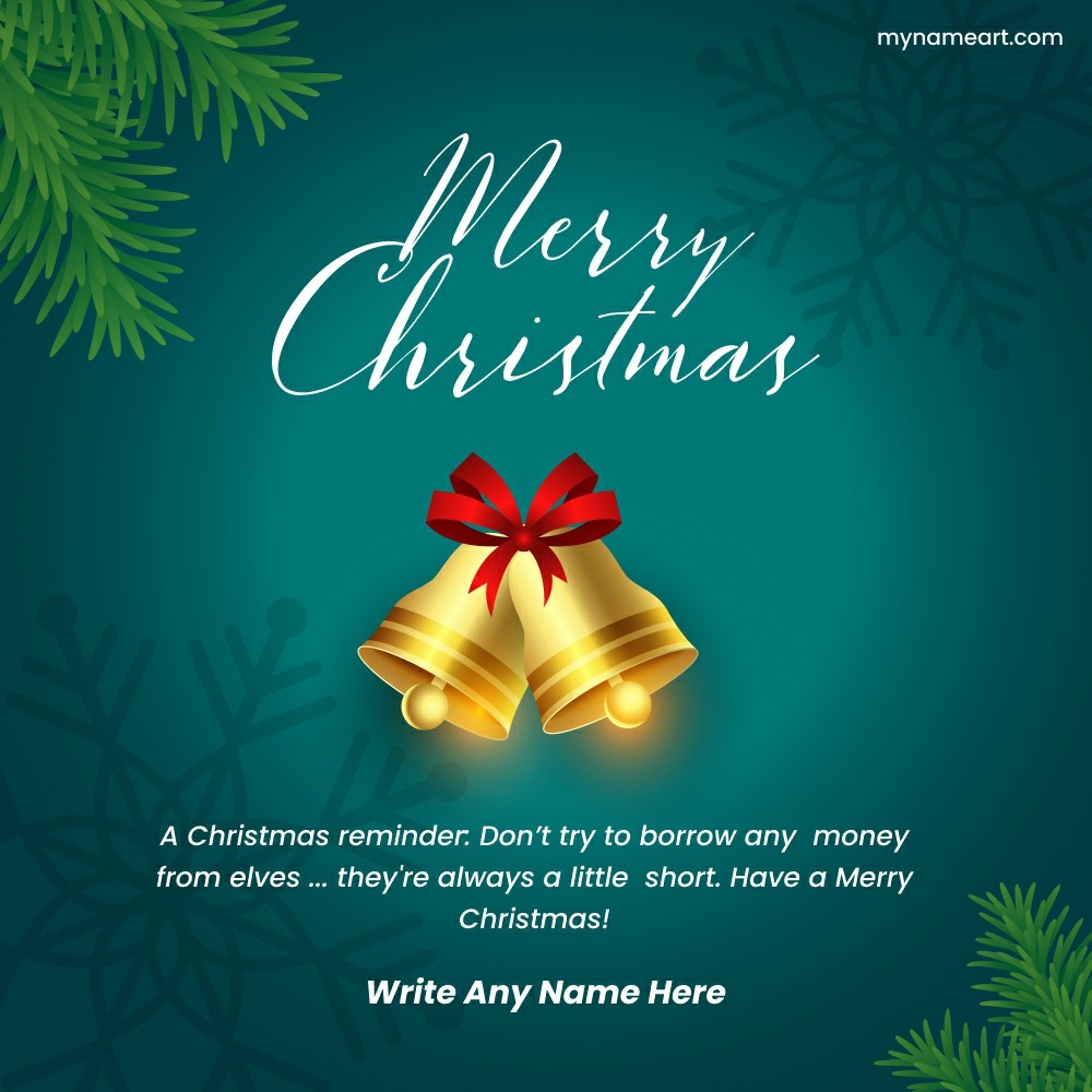 Golden Bells Merry Christmas Card | Funny & Heartfelt Greetings