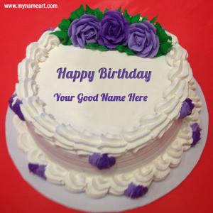 Purple Rose Flower Birthday Cake Image Edit