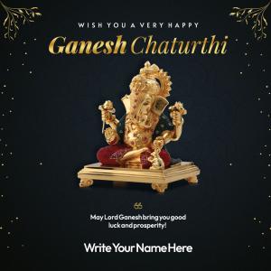 Lord Ganesha Golden Idol image Ganesh Chaturthi Card