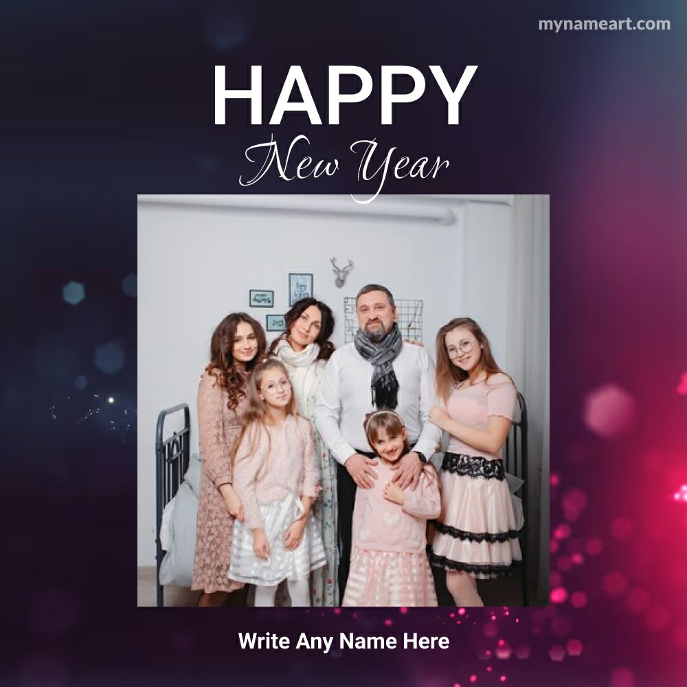 Family Bliss Happy New Year Greeting Card with Customization